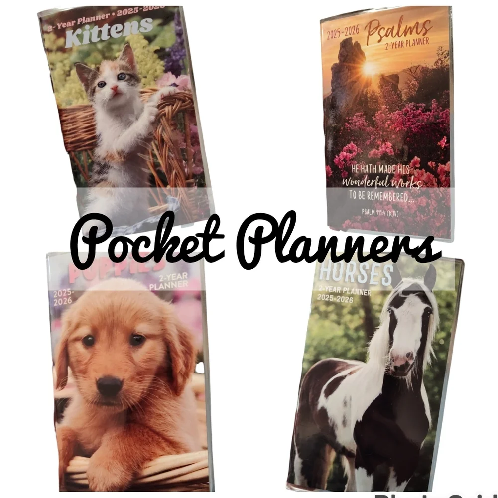 2025 2026 Pocket Planner Kittens Horses Psalms Puppies NEW CHOOSE